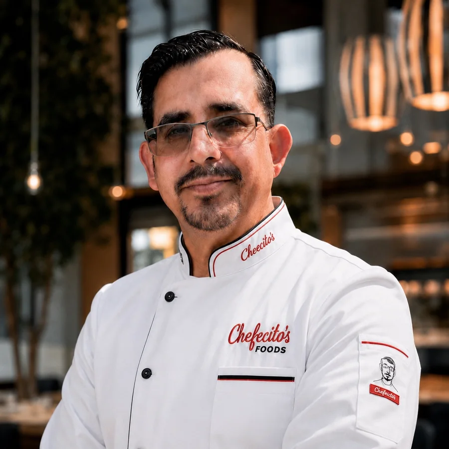 Portrait of Chef Mark Ramirez in a Chefecito's chef coat