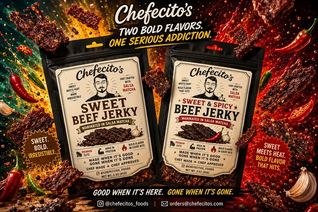 Chefecito’s Sweet Beef Jerky and Sweet & Spicy Beef Jerky development packaging