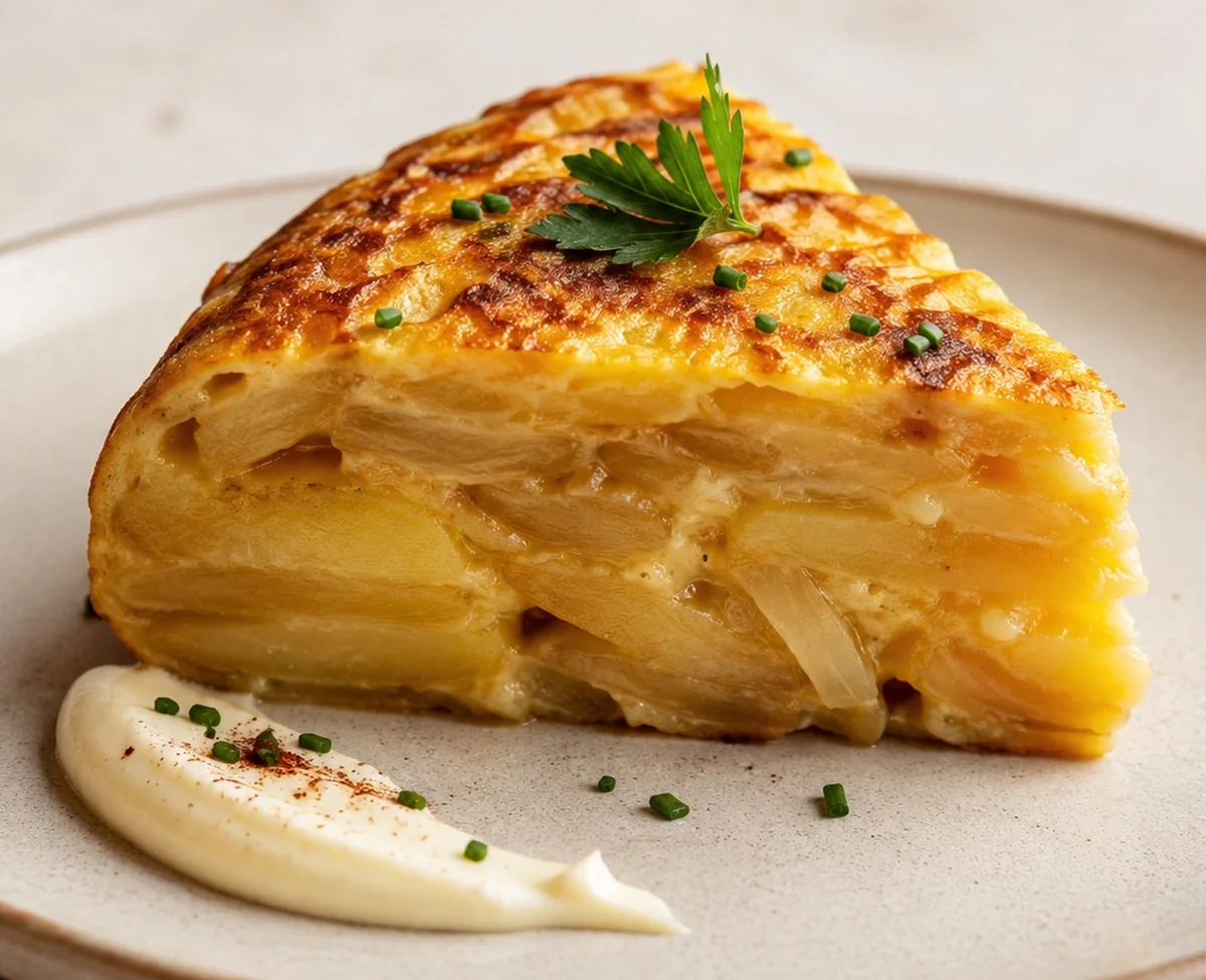 Spanish tortilla with layered potato and onion